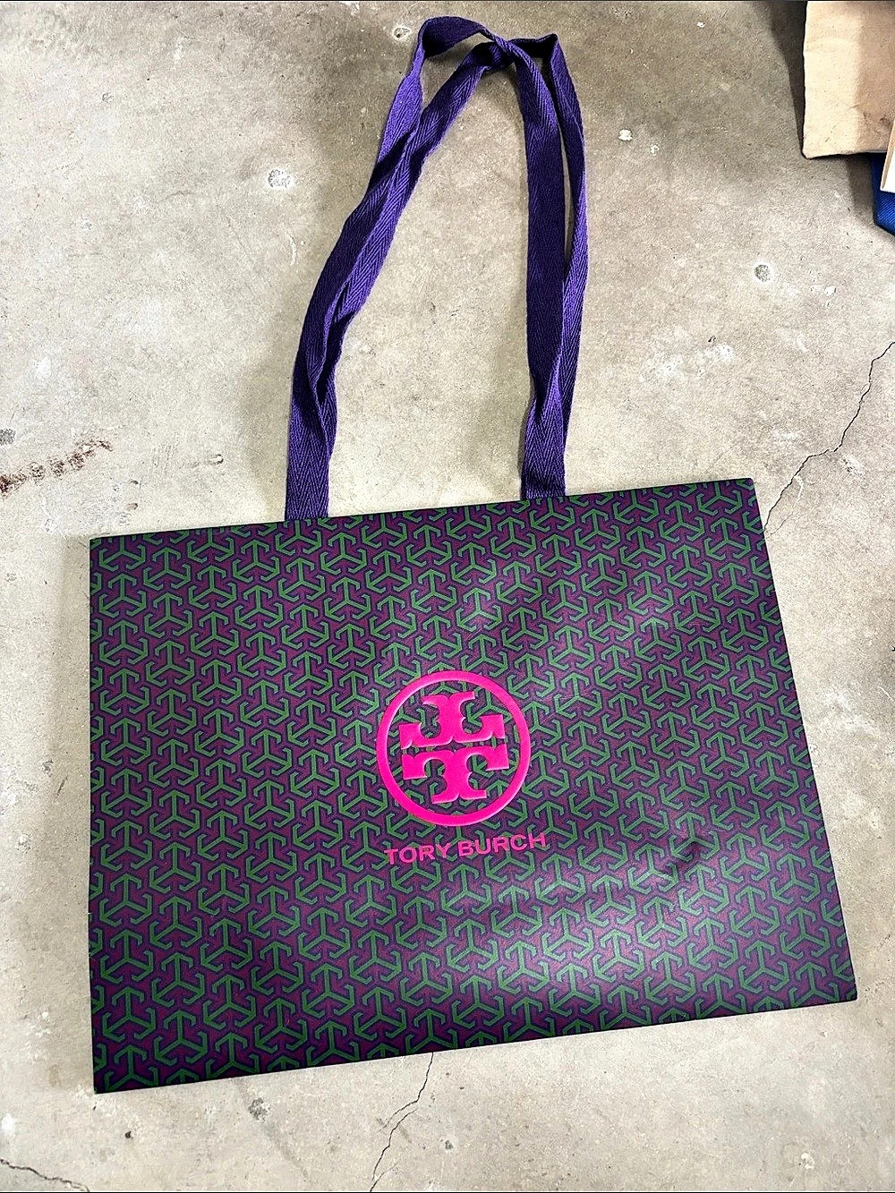 Tory Burch Printed Tote Bag in Green & Purple (Large)